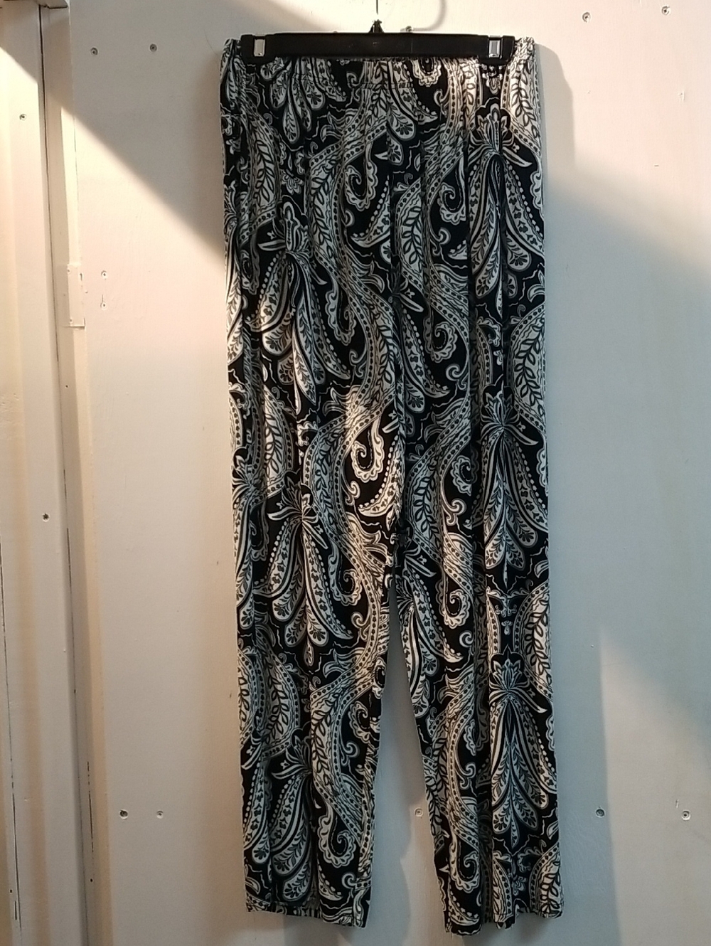 Pomelo Black and White Paisley Straight-Leg Pants